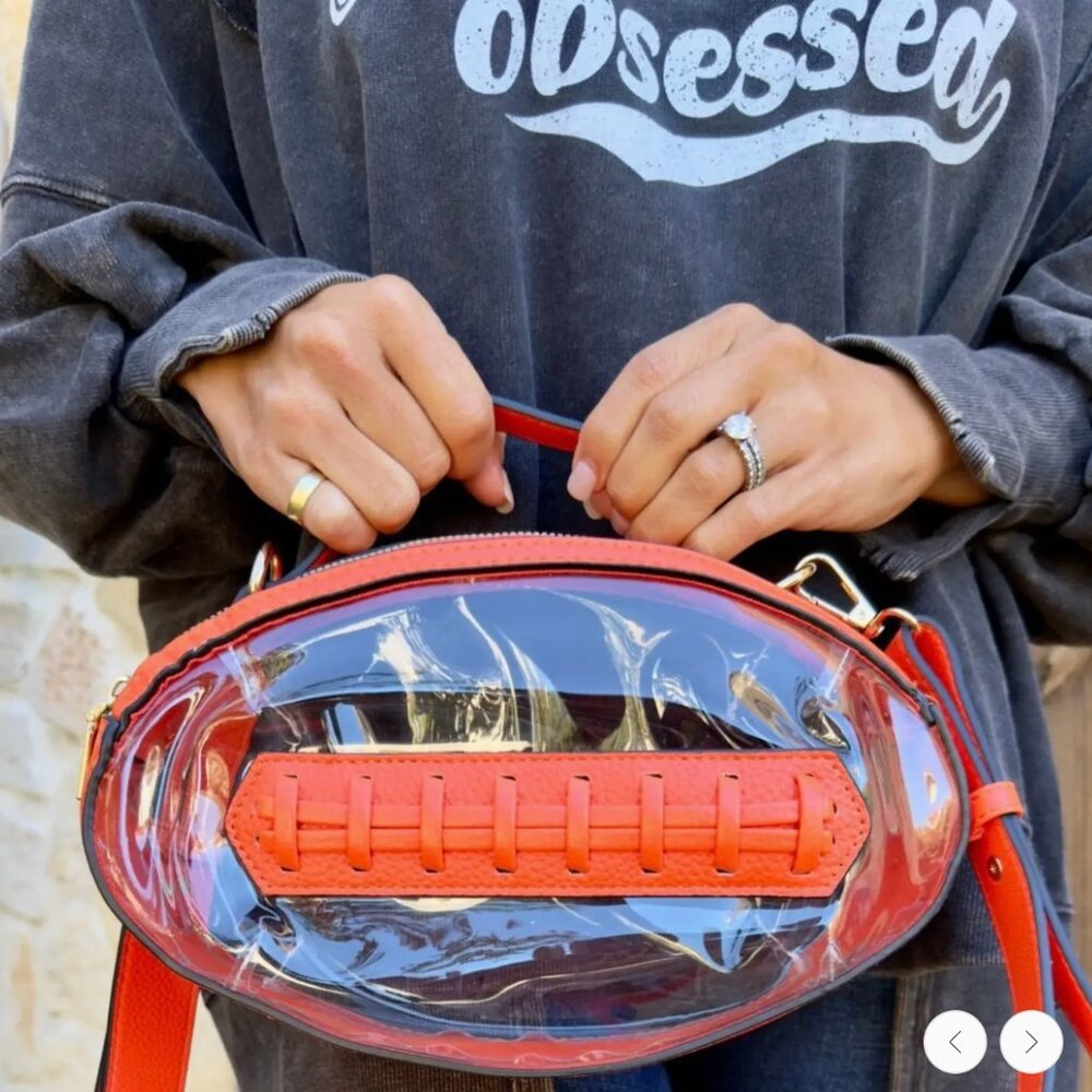 Orange Clear Stadium Approved Bag | Game Day Crossbody Purse for Football Events